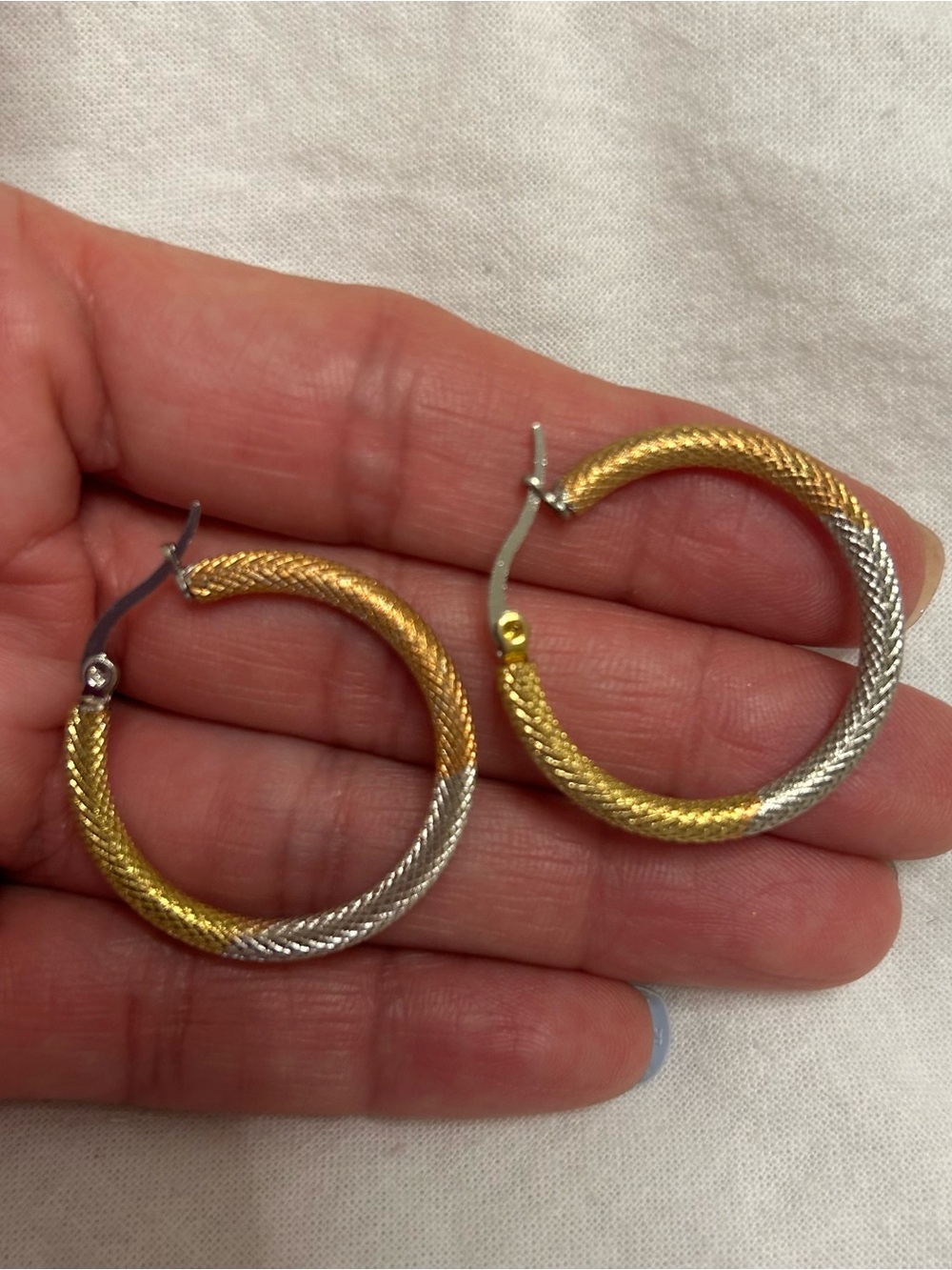 Gold and Silver Two-Tone Twisted Hoop Earrings - Women Jewelry